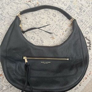 Marc Jacobs Black Hobo Shoulder Bag with Gold Accents